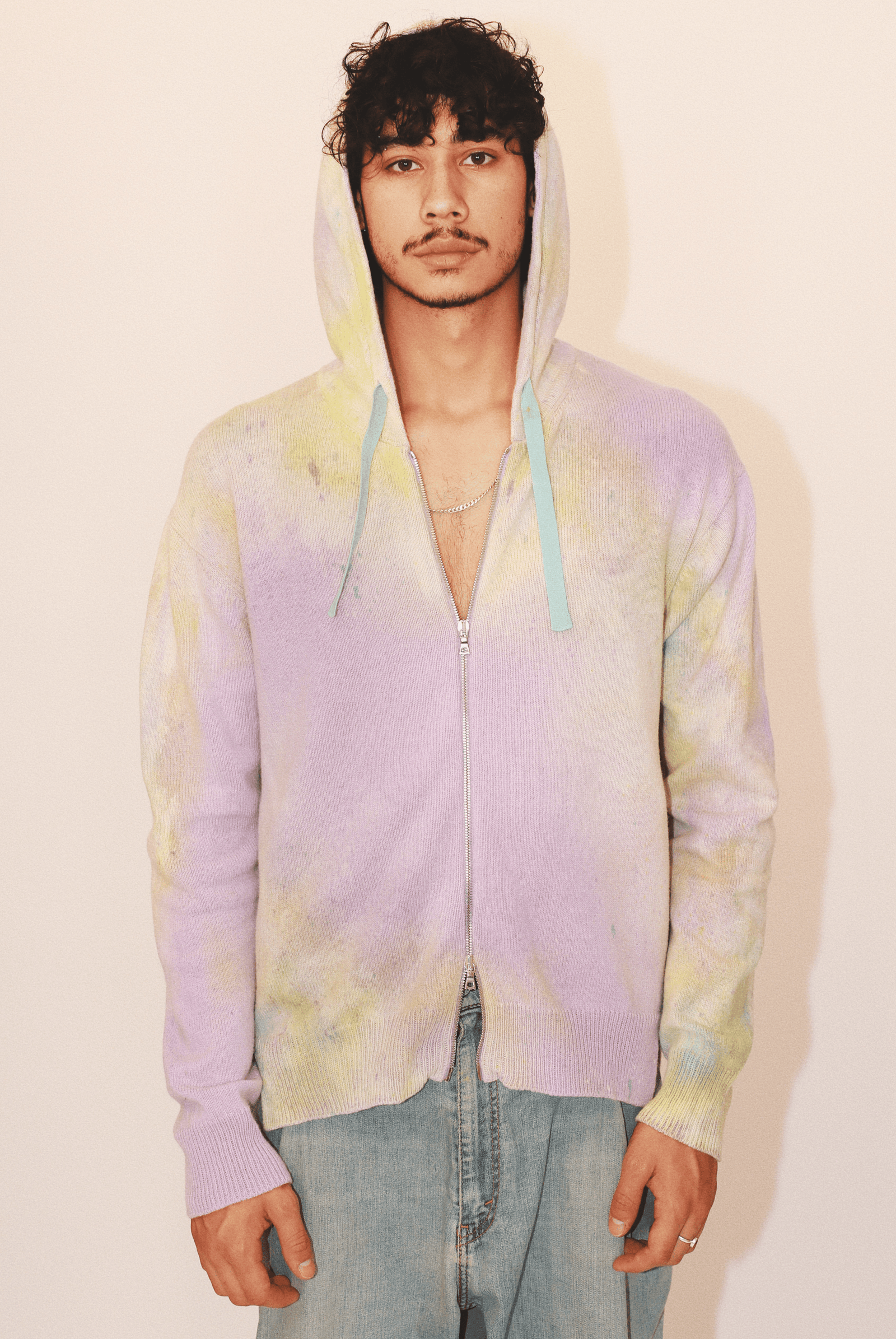 Marshall Hand-Painted Tie-Dye Zip Hoodie in Organic Cotton