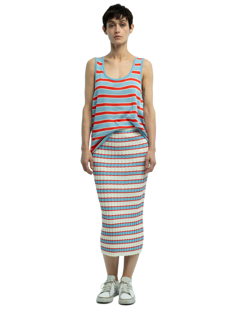 Darla Striped Ribbed Skirt in Organic Cotton