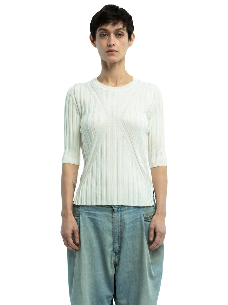 Luc Ribbed Short Sleeve Crewneck in Organic Cotton
