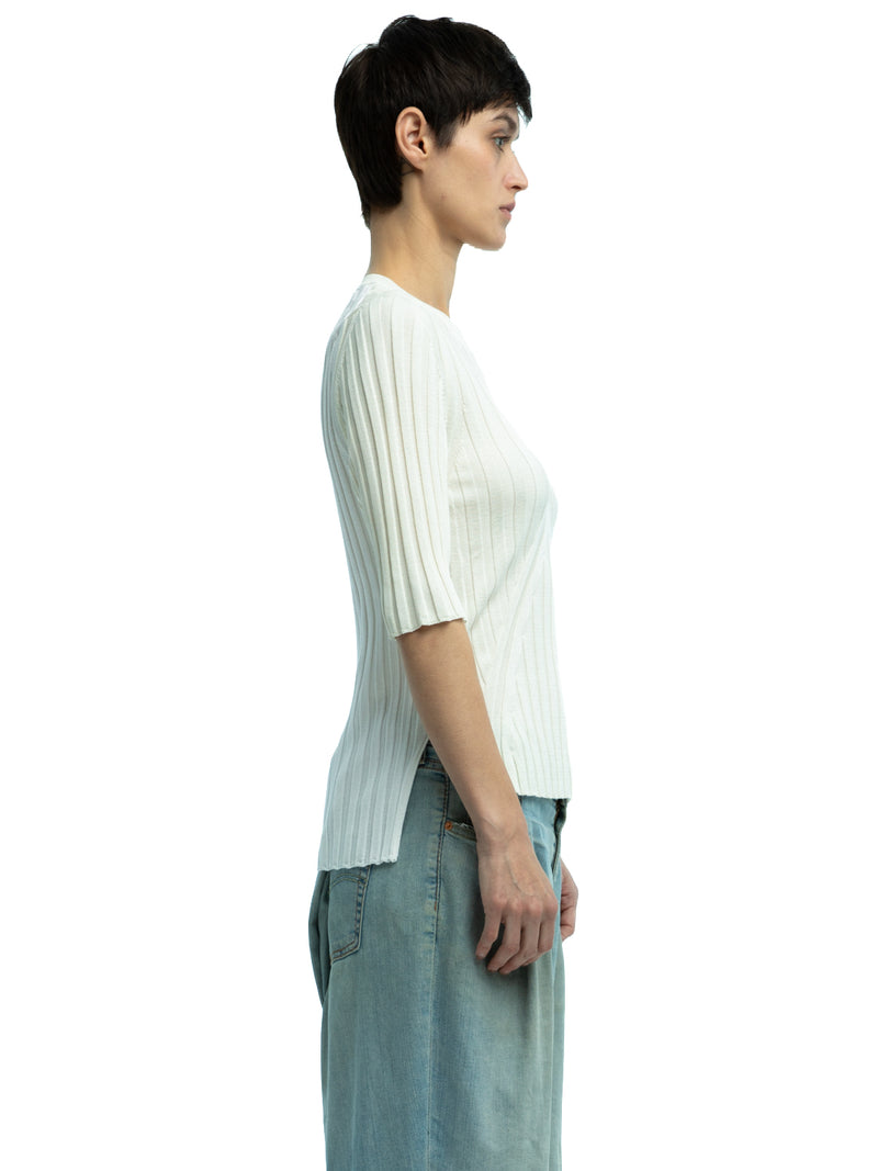 Luc Ribbed Short Sleeve Crewneck in Organic Cotton