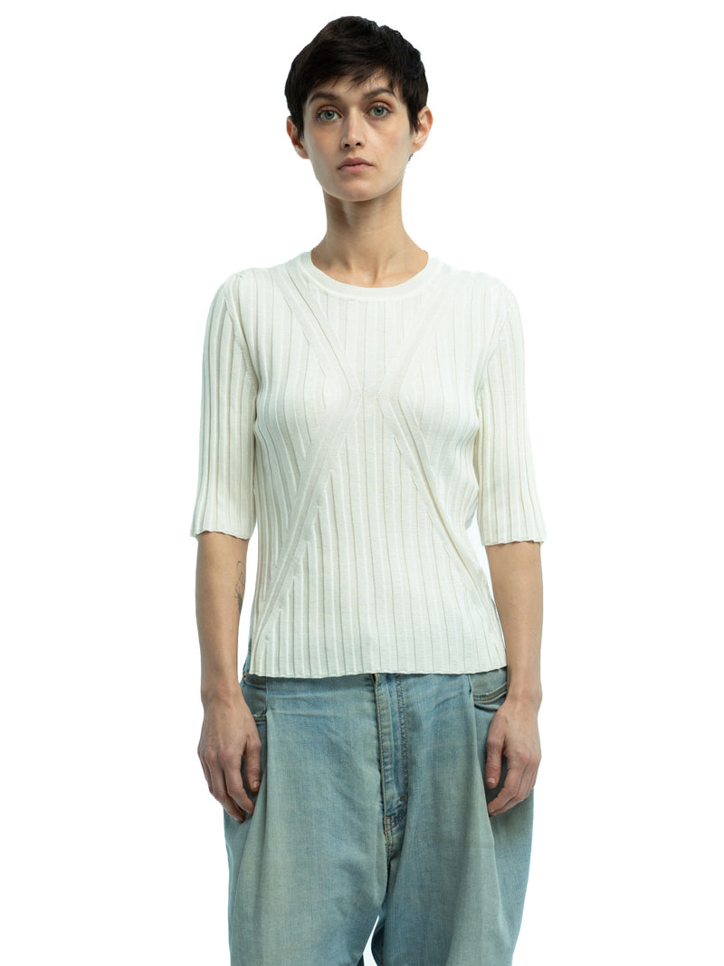 Luc Ribbed Short Sleeve Crewneck in Organic Cotton