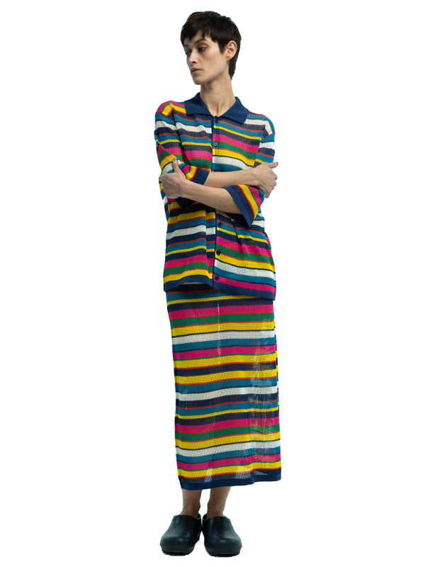 Wilms Mesh Stitch Stripe Skirt in Organic Cotton