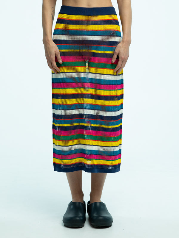 Wilms Mesh Stitch Stripe Skirt in Organic Cotton
