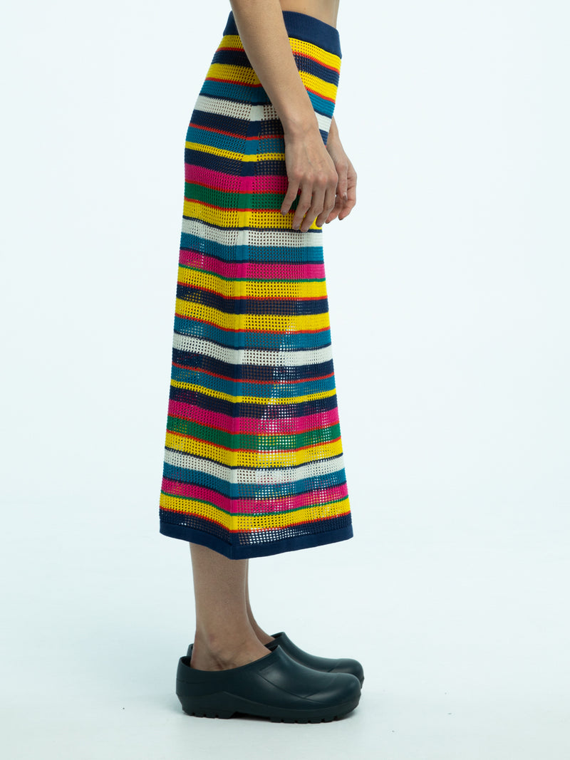 Wilms Mesh Stitch Stripe Skirt in Organic Cotton