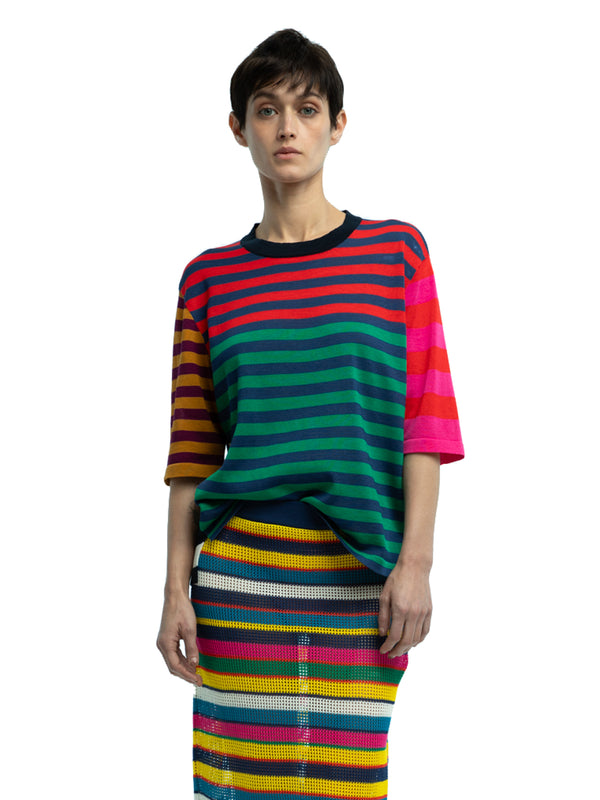 Fil Striped Crewneck in Organic Cotton